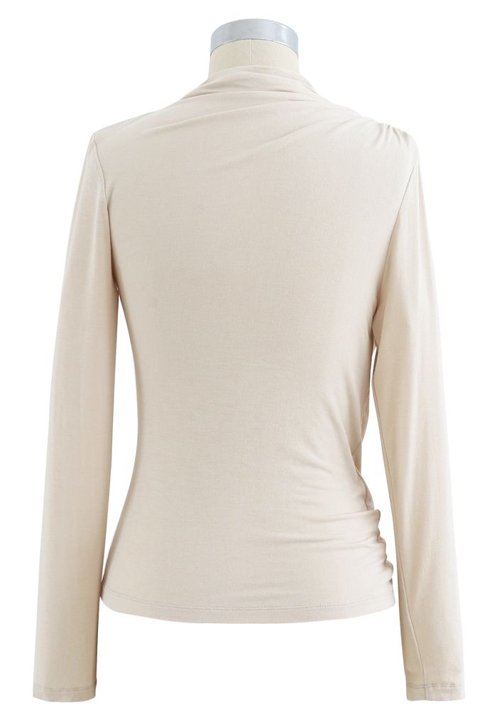VOLANT CREME. Geplooide top