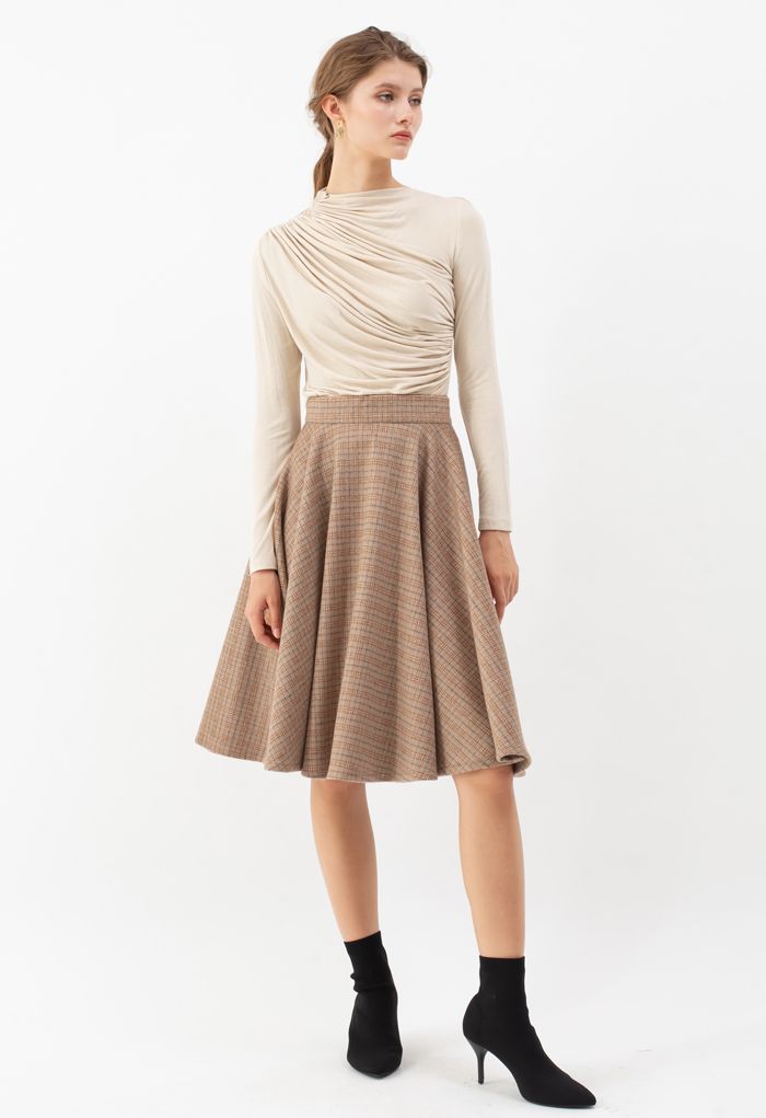 VOLANT CREME. Geplooide top