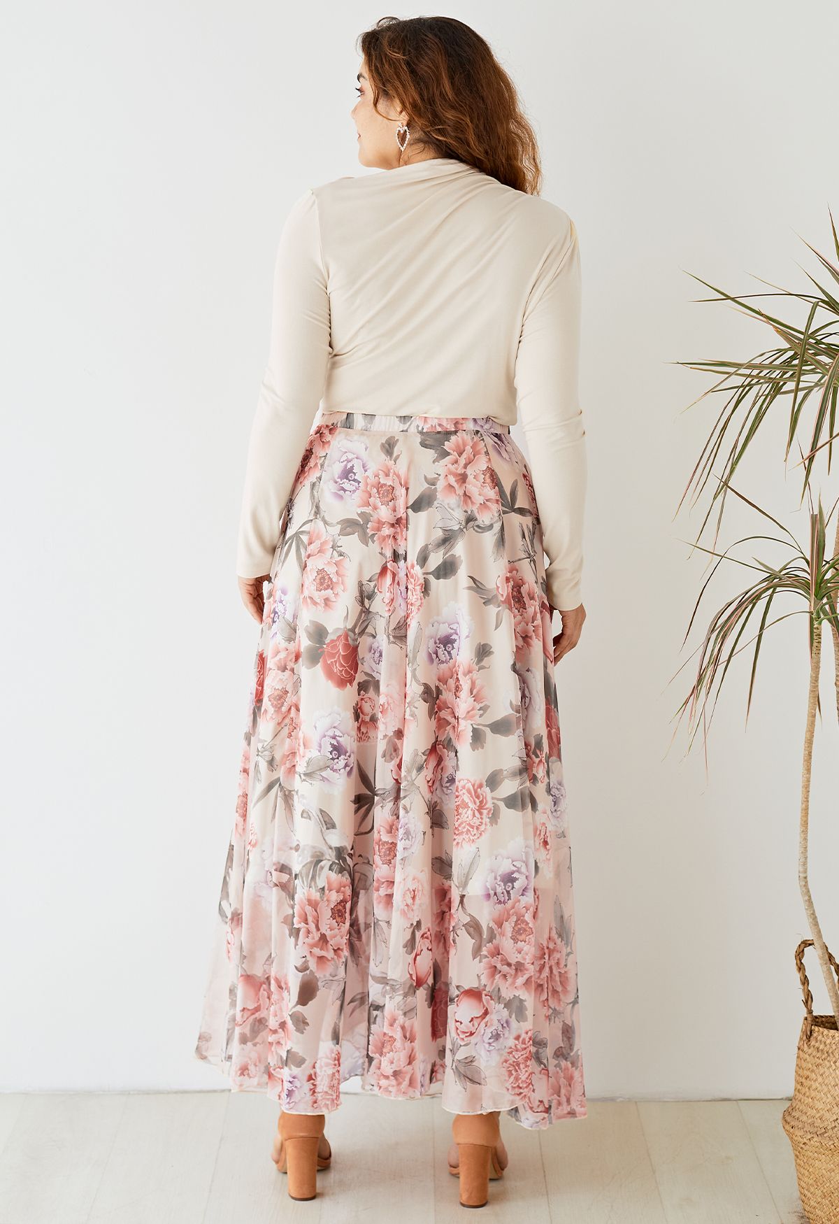 VOLANT CREME. Geplooide top