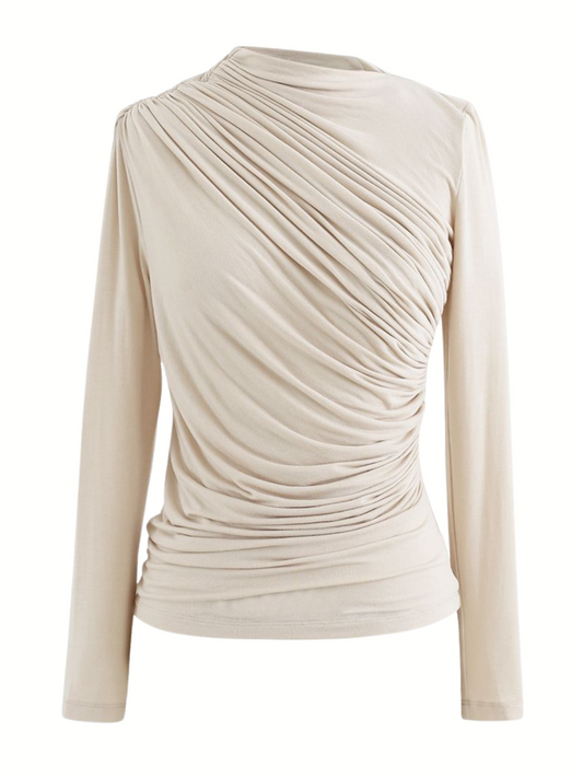 VOLANT CREME. Geplooide top